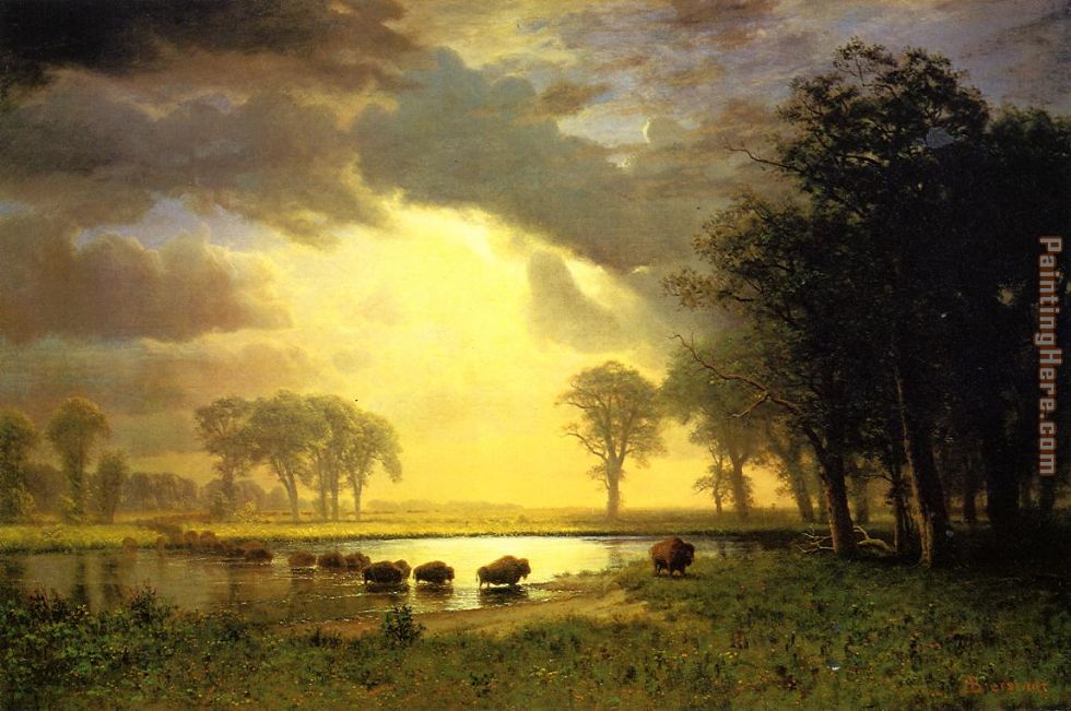 The Buffalo Trail painting - Albert Bierstadt The Buffalo Trail art painting